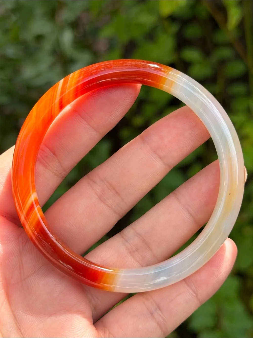 61mm inner diameter skinny banded agate carnelian bangle 1743